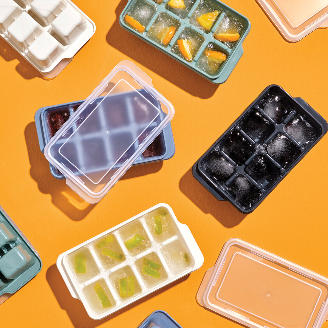 3'lü Mini Buz Kalıbı - Küp Şekilli - Kapaklı - Plastik  - 3