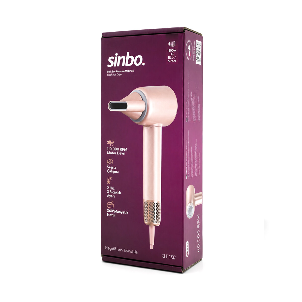 Sinbo Saç Kurutma ve Şekillendirme Makinesi - Şampanya Rengi - 1500W - 2