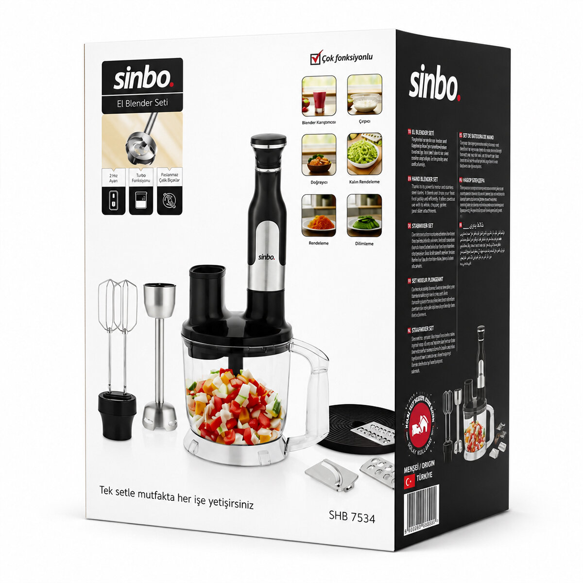Sinbo El Multi Blender Seti - 2 Litre Hazneli - Paslanmaz Çelik Bıçaklı  - 2