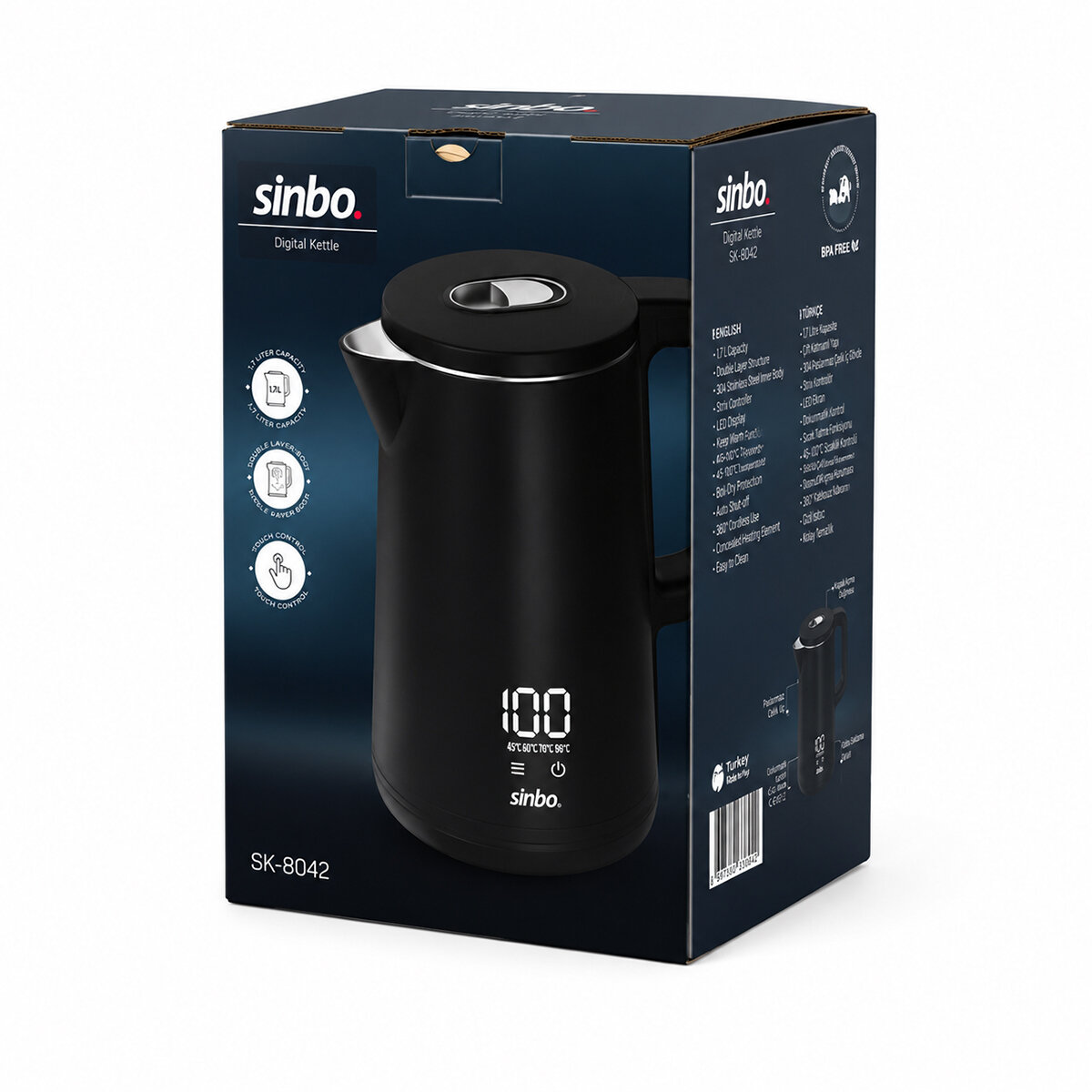 Sinbo 1.8 Litre Dijital Kettle - Dokunmatik Ekranlı - Akıllı Su Isıtıcısı  - 2