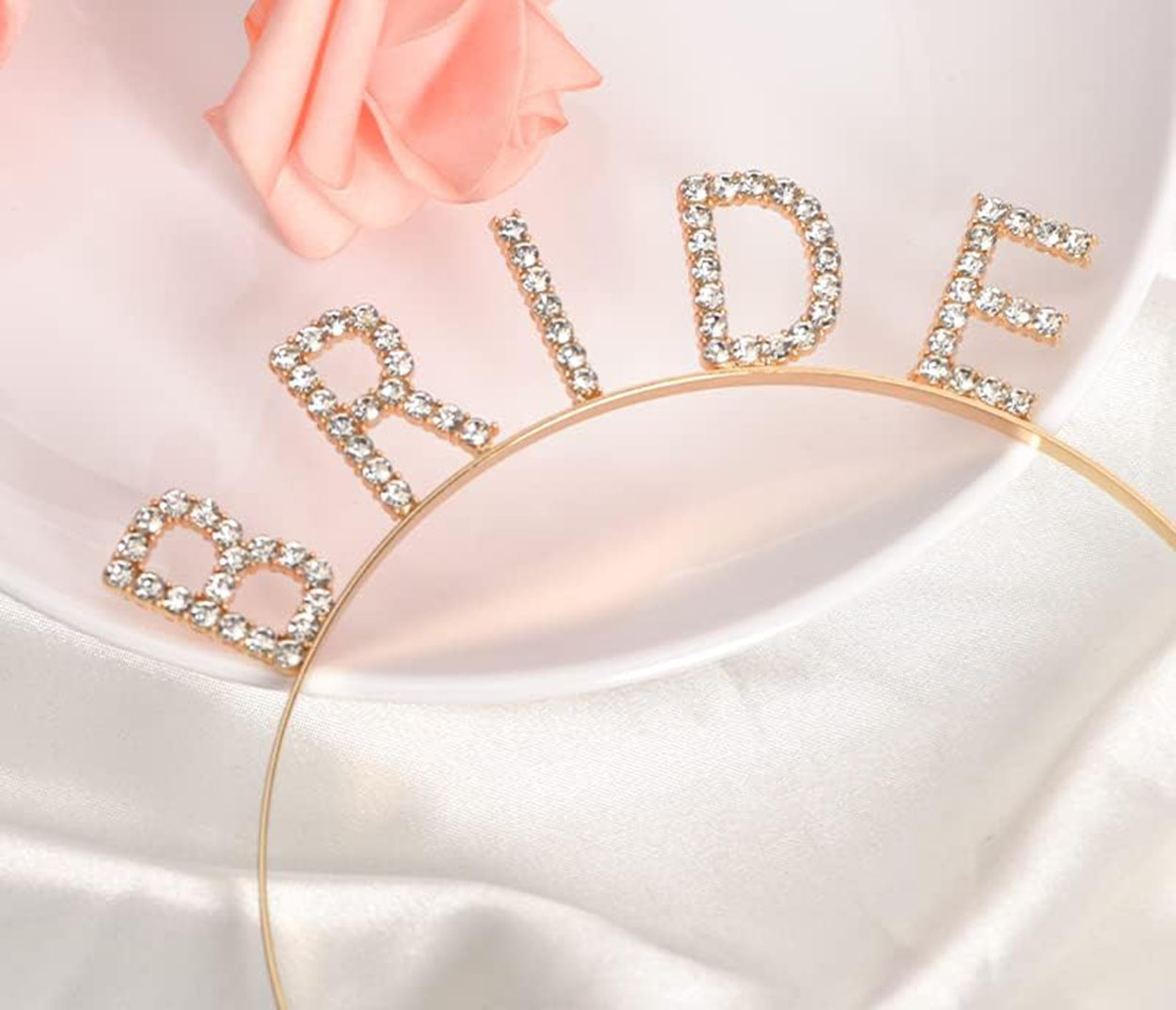 Altın Gold Renk Bekarlığa Veda Kristal Taş Bride Tacı İthal - 3