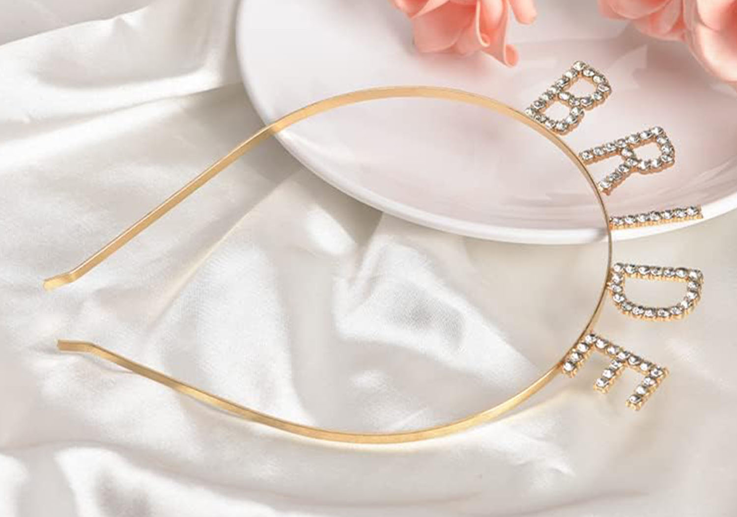 Altın Gold Renk Bekarlığa Veda Kristal Taş Bride Tacı İthal - 4