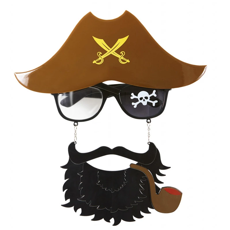 Kahve Şapkalı Pipolu Jack Sparrow Gözlüğü - 2