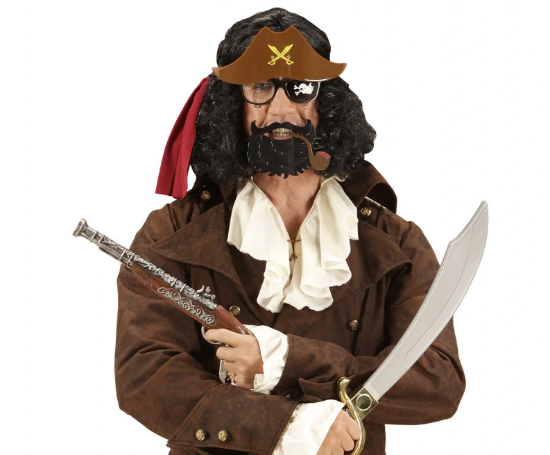 Kahve Şapkalı Pipolu Jack Sparrow Gözlüğü - 3