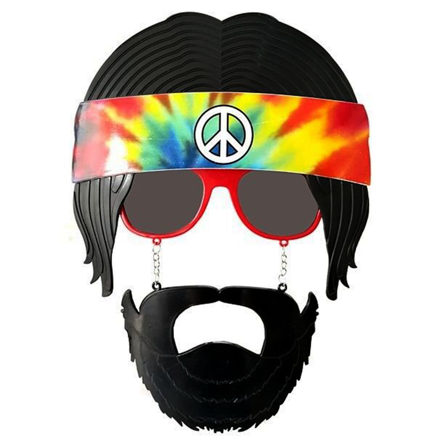 Siyah Saçlı Bandana Hippi Parti Gözlüğü - 2