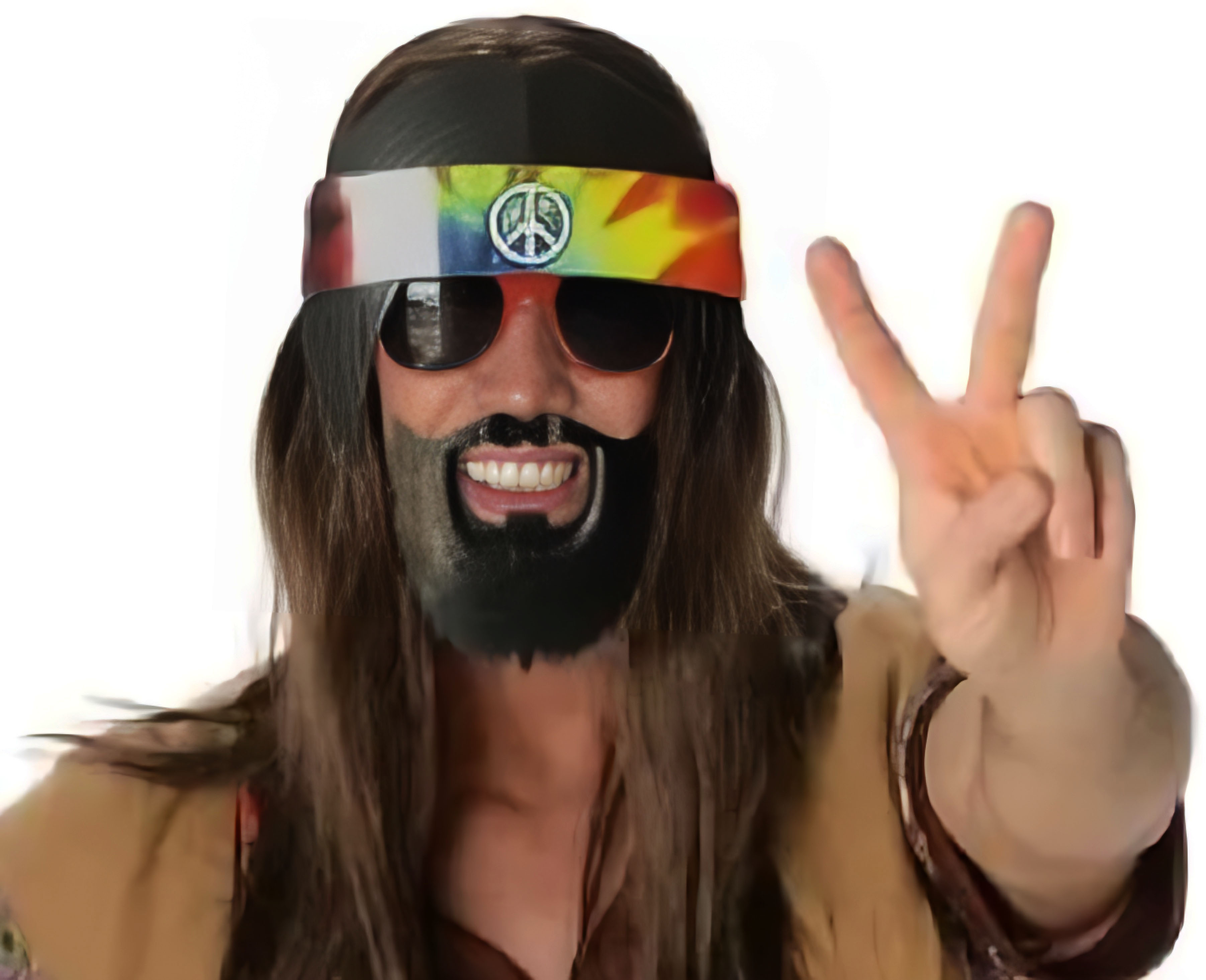 Siyah Saçlı Bandana Hippi Parti Gözlüğü - 3