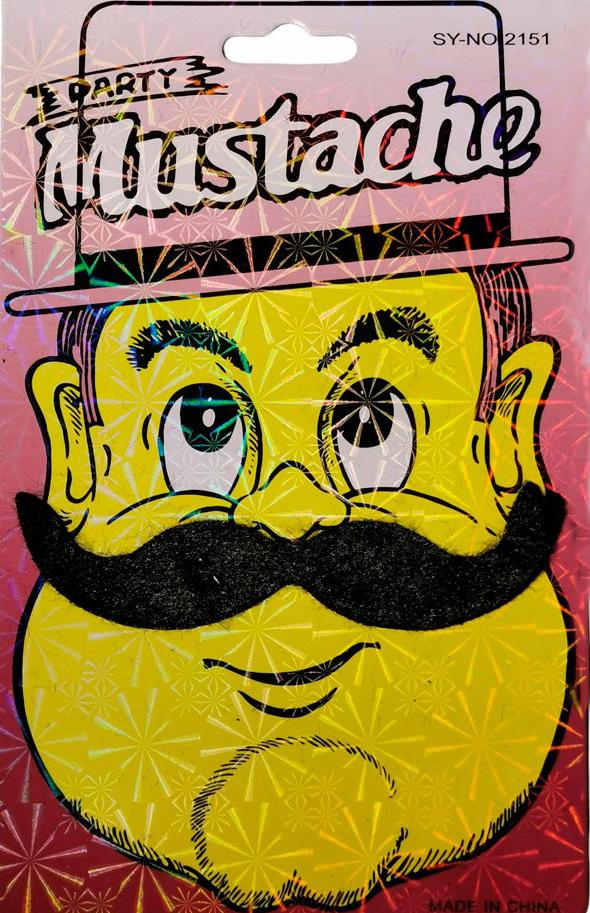 Siyah Gerçekçi Yapışkanlı Tüylü Kabadayı Bıyığı Model 1