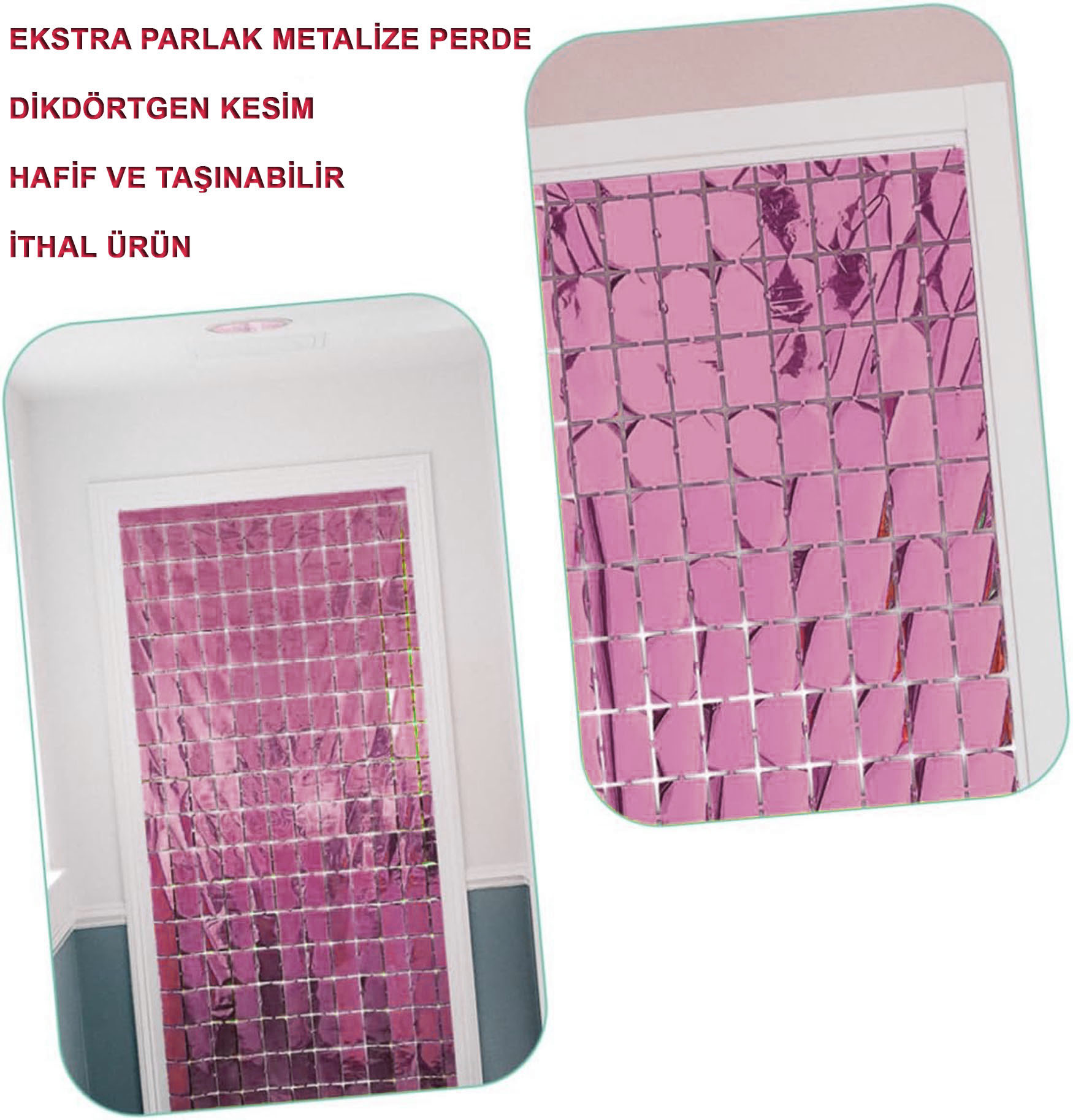 Rose Gold Disko Dikdörtgen Kesim Kapı Perdesi - 2