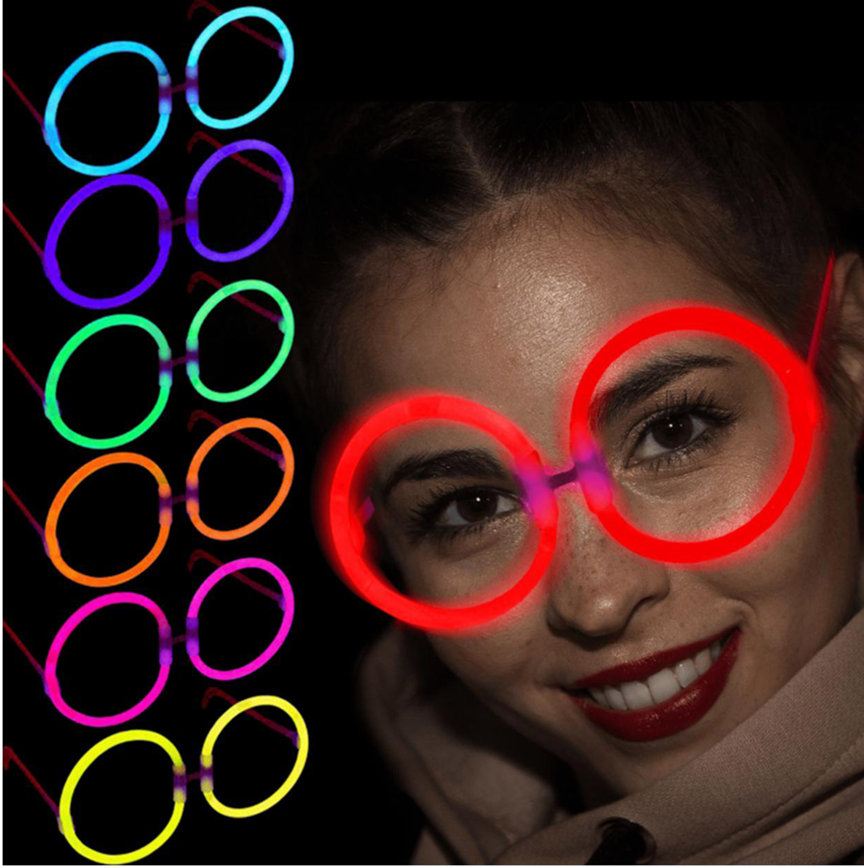 Glow Stick Yuvarlak Gözlük 12 Adet - 2