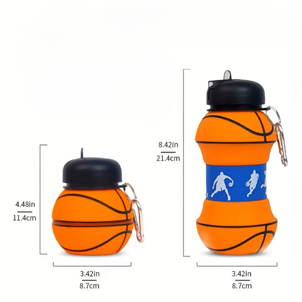 Basketbol Topu Tasarımlı Akordiyon Su Şişesi  - 3