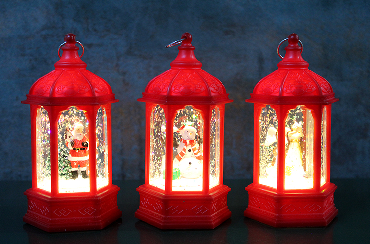 Yılbaşı Temalı Işıklı Kar Küresi Kırmızı Tasarım