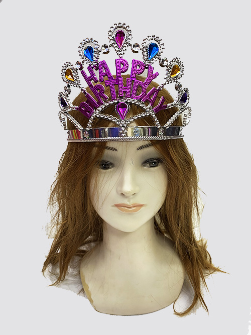 Gümüş Renk Happy Birthday Yazılı Doğum Günü Tacı  - 2