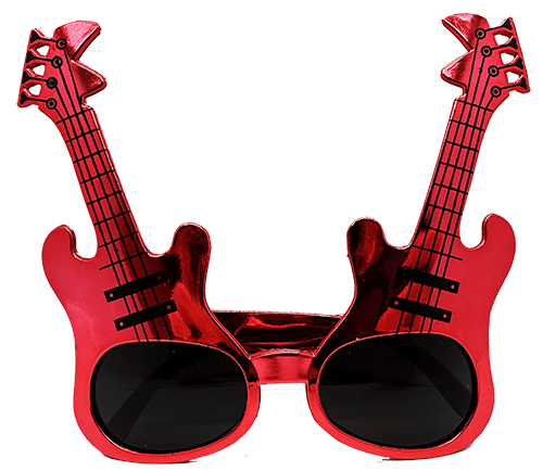 Kırmızı Renk Gitar Şekilli Parti Gözlüğü