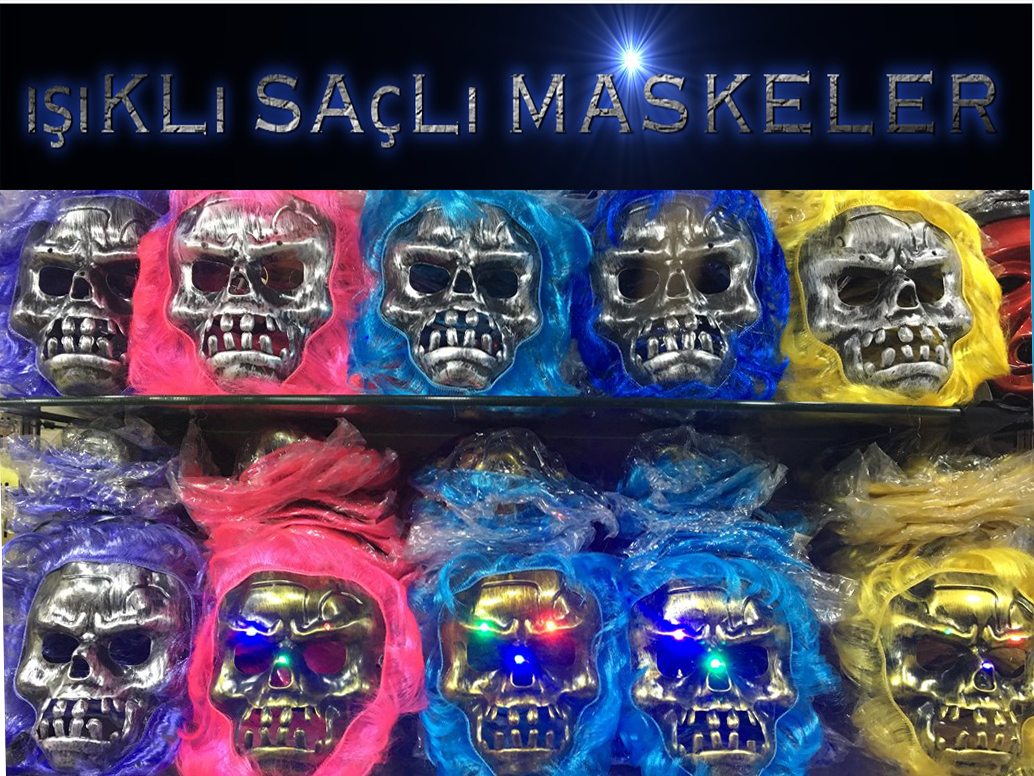 Cadılar Bayramı Işıklı Halloween Kuru Kafa Maskesi 1 Adet