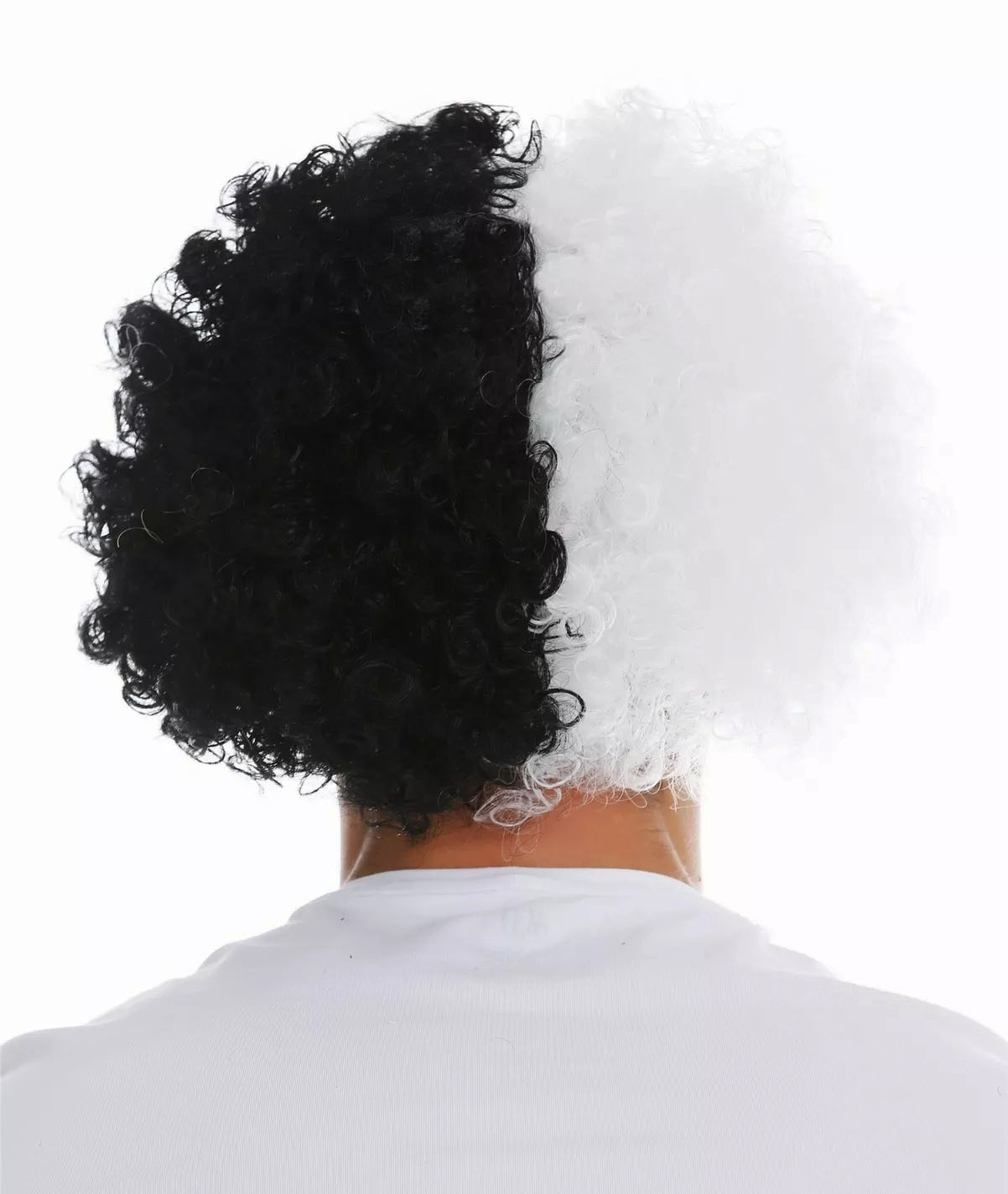 Siyah Beyaz Kıvırcık Afro Bonus Taraftar Peruğu  - 2
