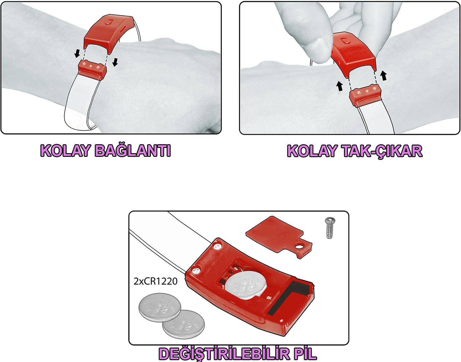 Festival &amp; Parti LED Bileklik 3 Farklı Mod Işıklı 1 Adet - 3