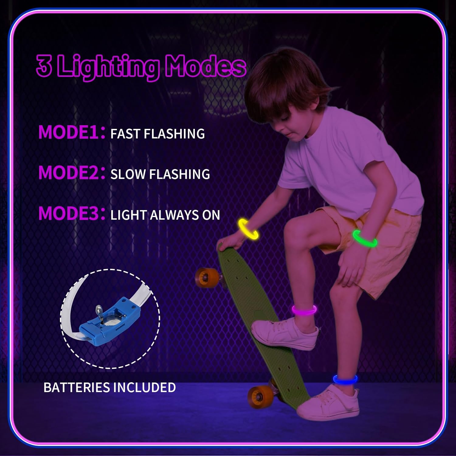 Festival &amp; Parti LED Bileklik 3 Farklı Mod Işıklı 1 Adet - 5