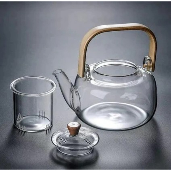 Ahşap Saplı Cam Filtreli Demlik  - 3