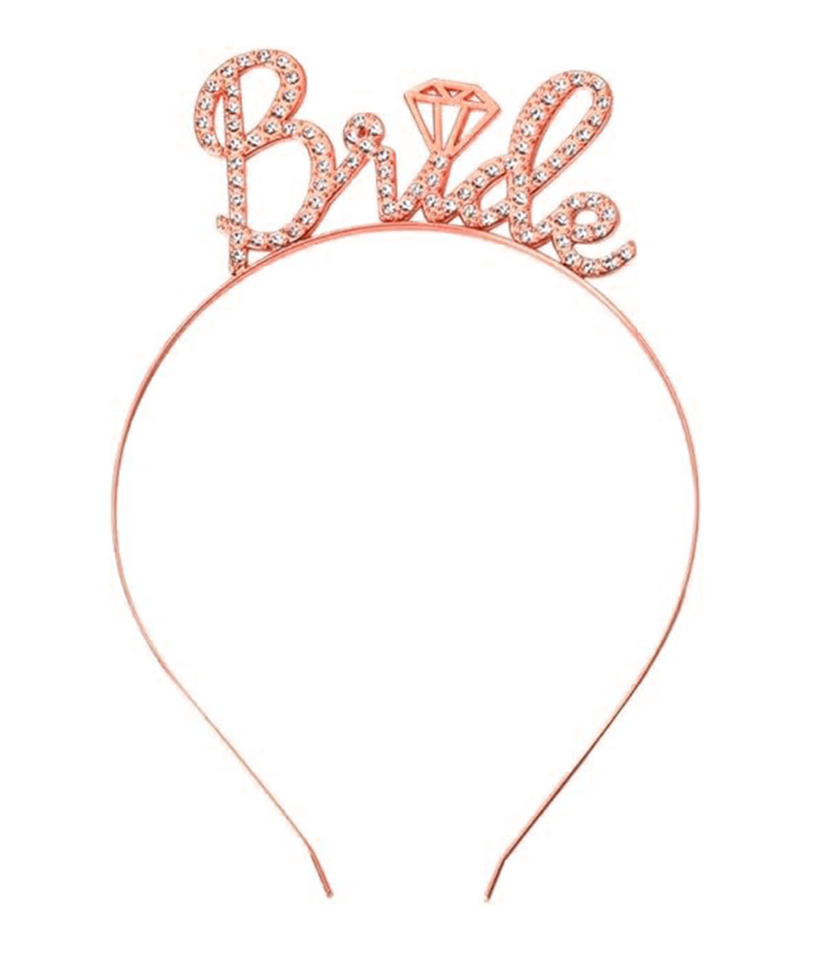 Rose Gold Renkli Taşlı “Bride” Gelin Tacı  - 3