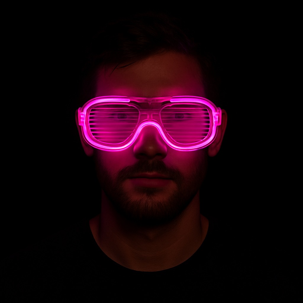 Pembe Led Işıklı Parti Gözlüğü - Neon 3 Modlu - 3