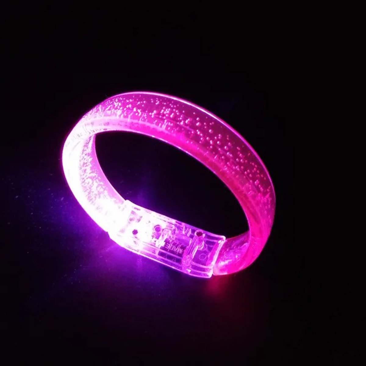 Pembe Led Işıklı Baskı Yapılabilen Pilli Bileklik Bilezik - 4