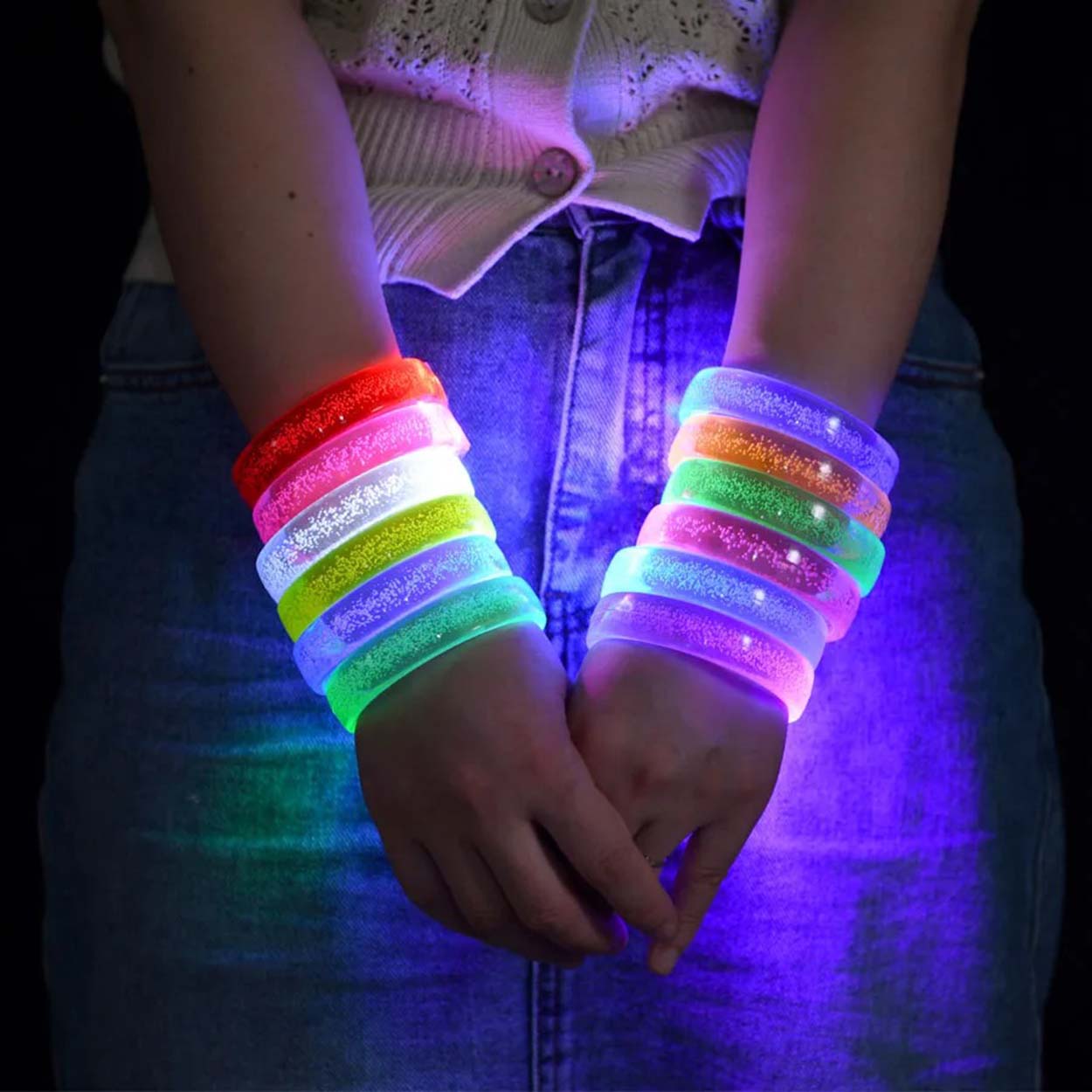 Sarı Led Işıklı Baskı Yapılabilen Pilli Bileklik Bilezik - 5
