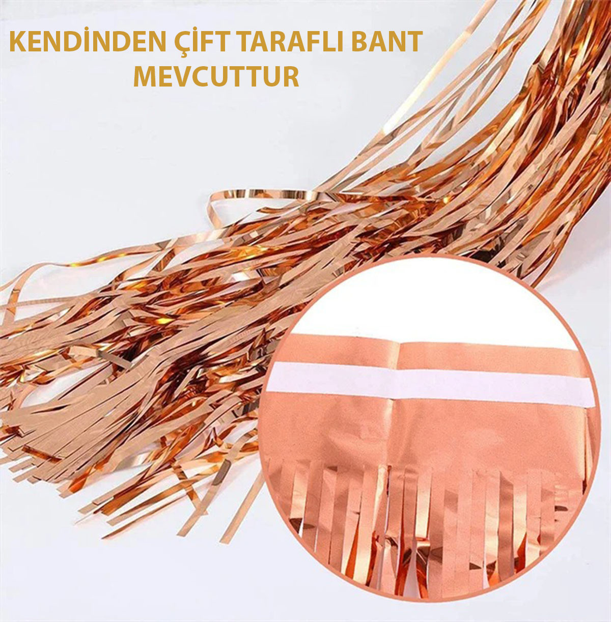 Rose Gold Püsküllü Kapı Perdesi  - 5