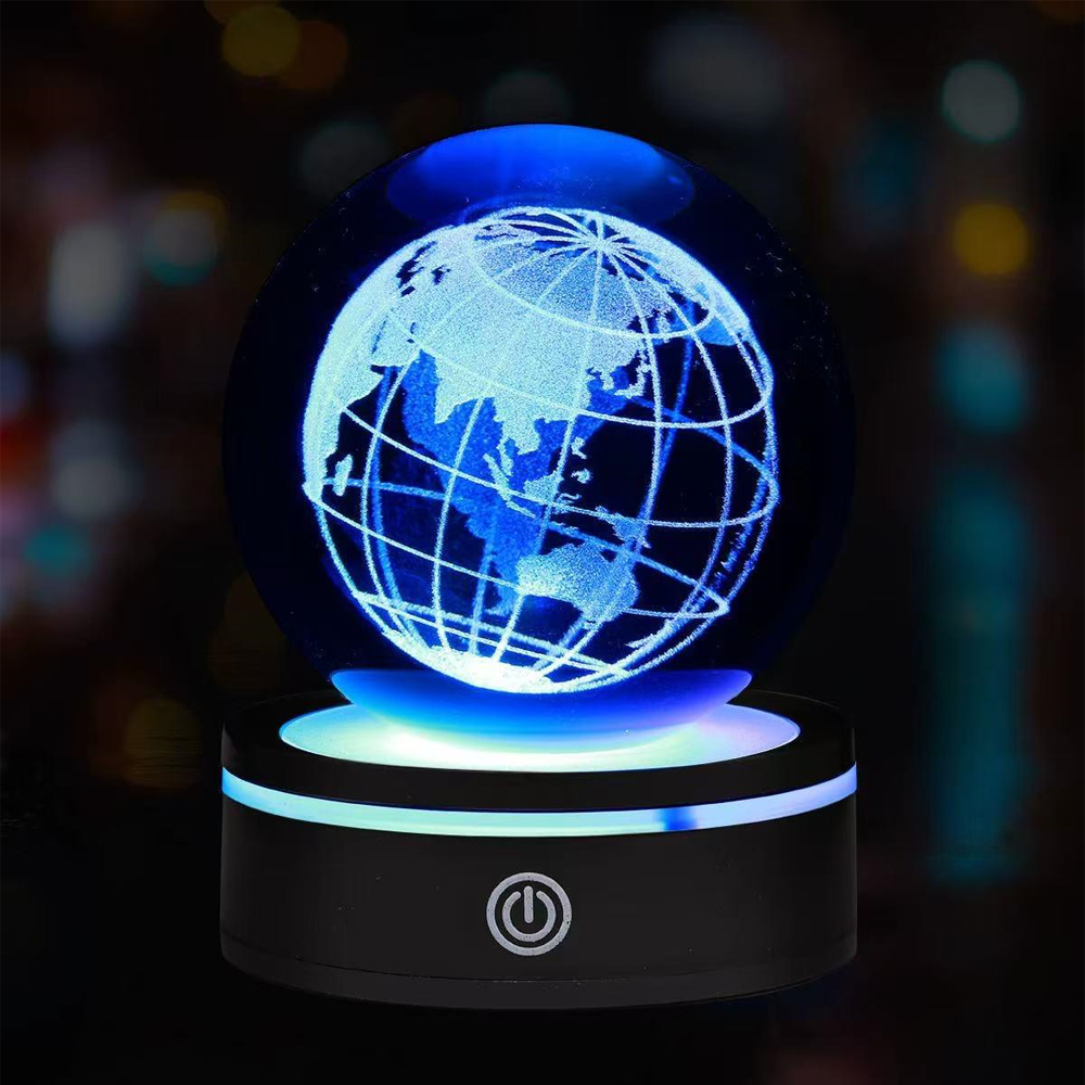 USB'li Dünya Tasarımlı Dönen Cam Küre