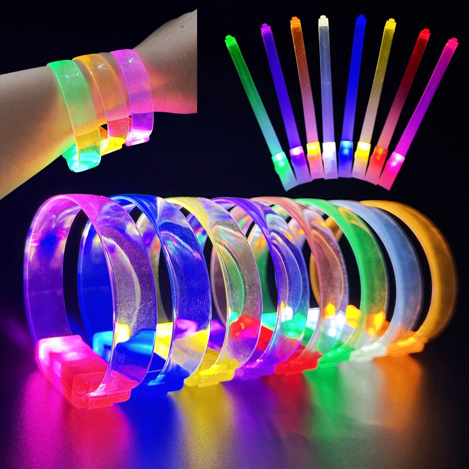3 Modlu Pilli LED Işıklı Esnek Parti Bilekliği Beyaz - 2