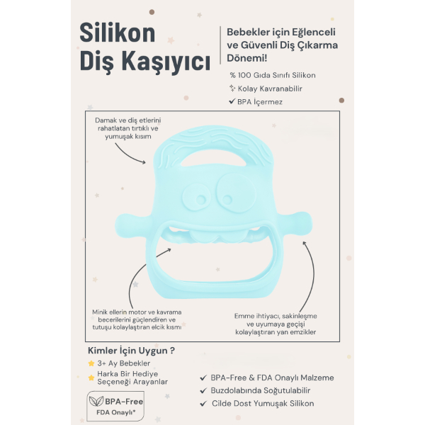 Mavi Bebek Silikon Diş Kaşıyıcı     - 3
