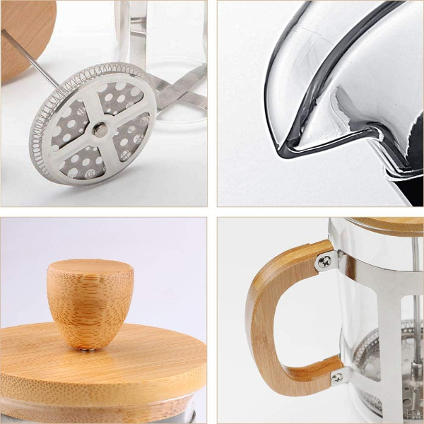 Ahşap Detaylı 350 ml Cam French Press - 2