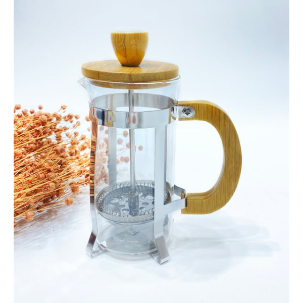 Ahşap Detaylı 350 ml Cam French Press - 4