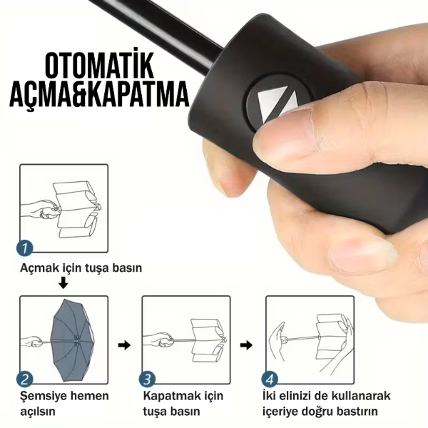 Bordo Kılıflı Otomatik Kompakt Şemsiye - 5