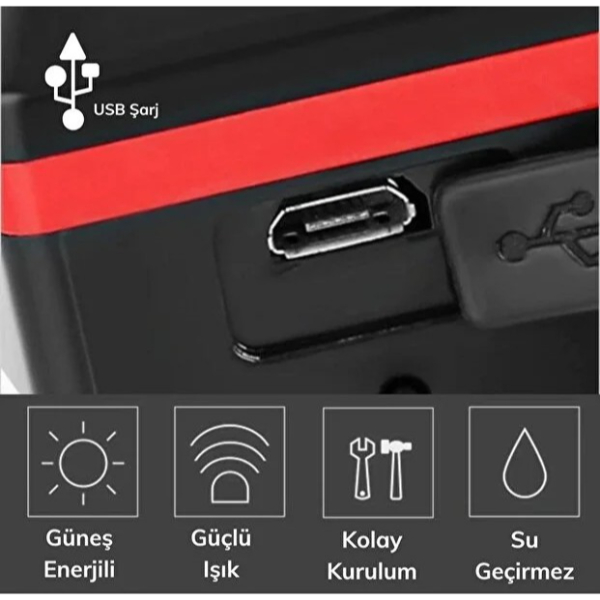 Güneş Enerjili Bisiklet Işıklı Korna - 4