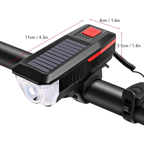 Güneş Enerjili Bisiklet Işıklı Korna - 5