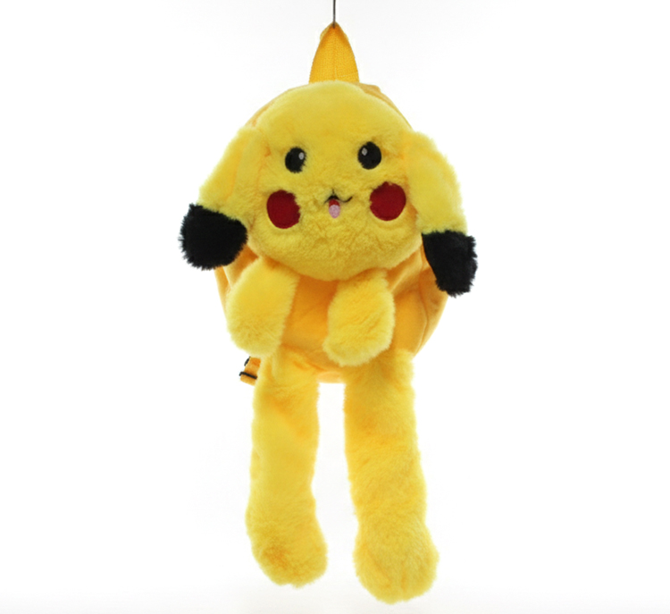 Peluş Işıklı Oynar Kulaklı Pikachu Sırt Çantası 
