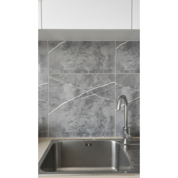 30x30 Antrasit Mermer Desenli Duvar Sticker - 2