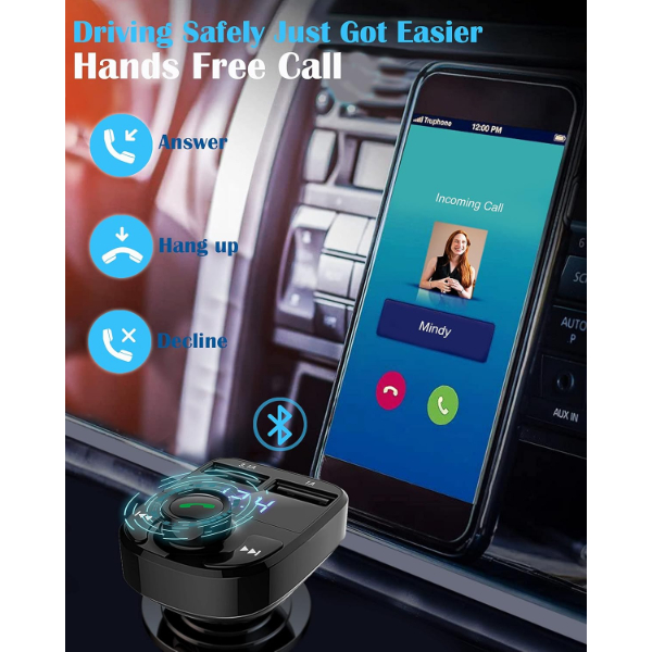 QC 3.1A USB &amp; PD /TF FM Transmitter - 5