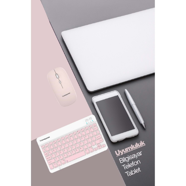Pembe Kablosuz Klavye Ve Mouse Seti - 5