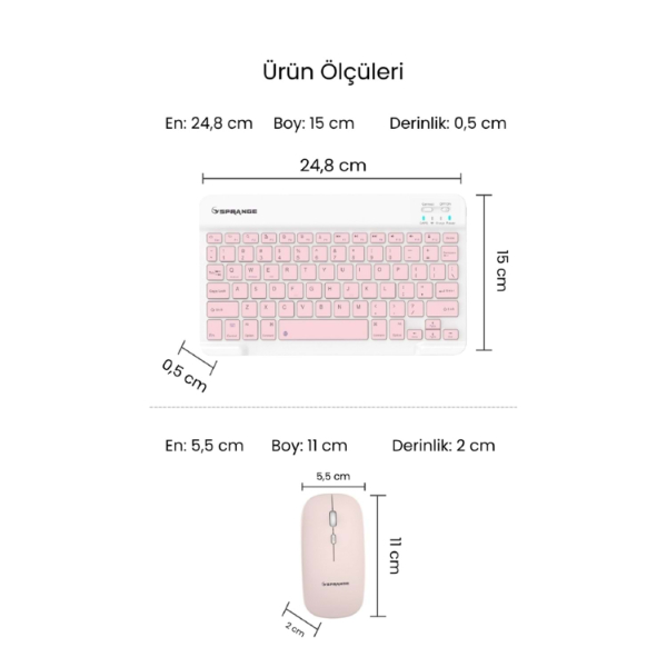 Pembe Kablosuz Klavye Ve Mouse Seti - 3
