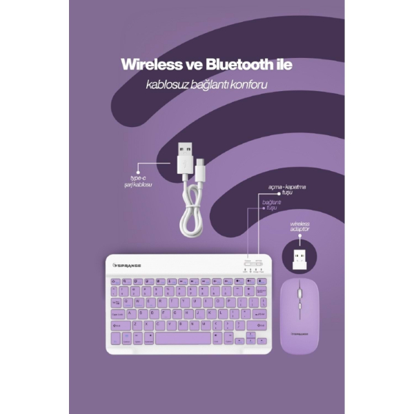 Mor Kablosuz Klavye Ve Mouse Seti - 2