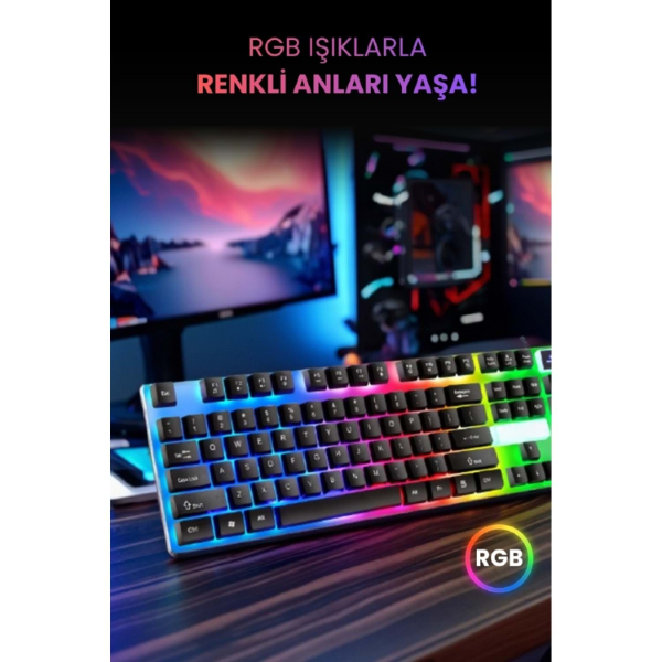 Kablolu Işıklı Gaming Standart Türkçe Q Klavye Ve Mouse Seti - 4