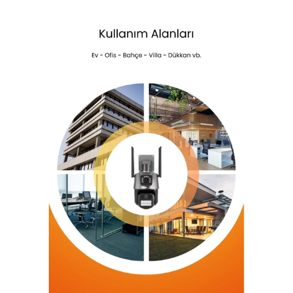  3 MP + 3 MP Çift Lens Wi-Fi TF Kart Girişli Güvenlik Kamerası  - 4