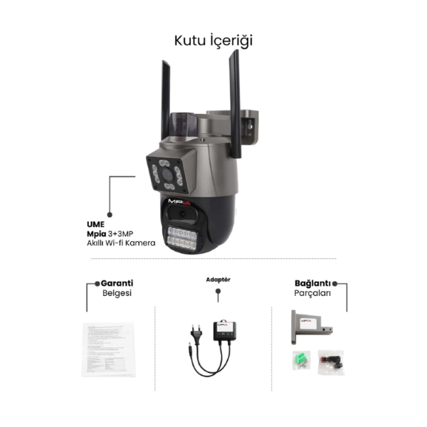  3 MP + 3 MP Çift Lens Wi-Fi TF Kart Girişli Güvenlik Kamerası  - 2