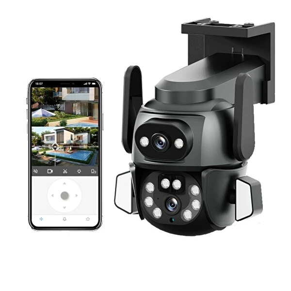 3MP + 3MP Wi-Fi IP TF Kart Girişli Optik Zoom Kamera  - 3