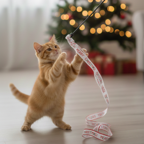 Yılbaşı Temalı Kedi Oyun Oltası  - 2