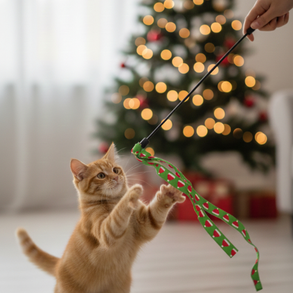 Yılbaşı Temalı Kedi Oyun Oltası  - 3