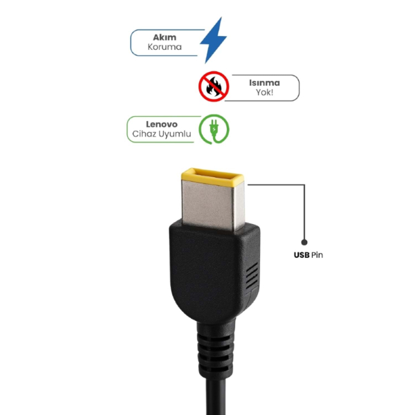 20V 4.5A USB Pin 90W LENOVO İçin Laptop Adaptör - 2