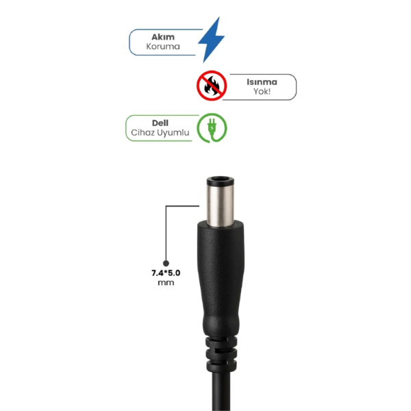 19.5V 4.62A 7.4 * 5.0mm 90W DELL İçin Laptop Adaptör - 2