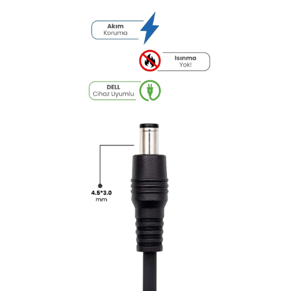 19.5V 4.62A 4.5 * 3.0mm 90W DELL İçin Laptop Adaptör - 2